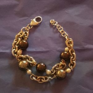Brighton BAUBLE BATH Gray Glass Pearl and Globe Bracelet